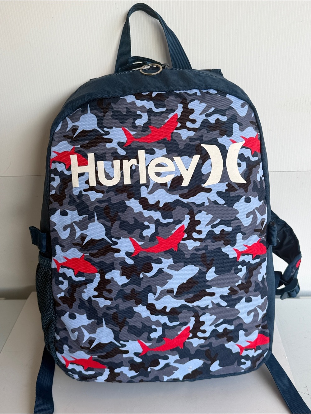 Hurley Backpack Blue Shark Camo Book Bag Student Surfer